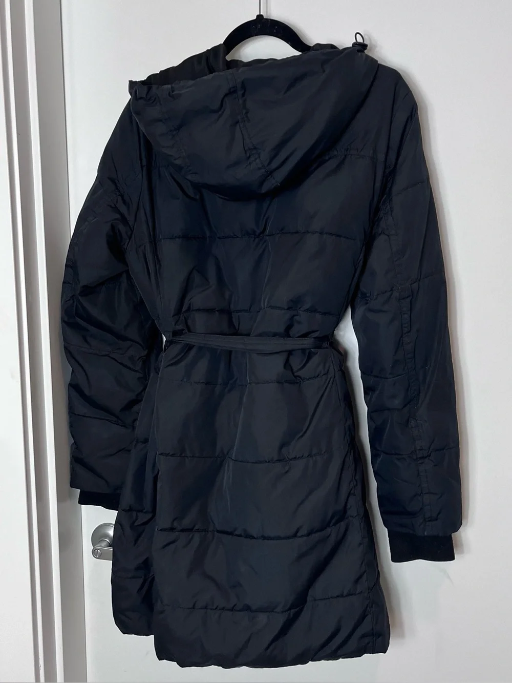 J. Crew Mercantile Belted Quilted Long Puffer Coat Winter Jacket Black Large
